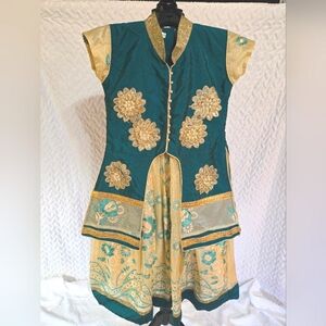 Youth Churidhars Green Gold Embellished 32